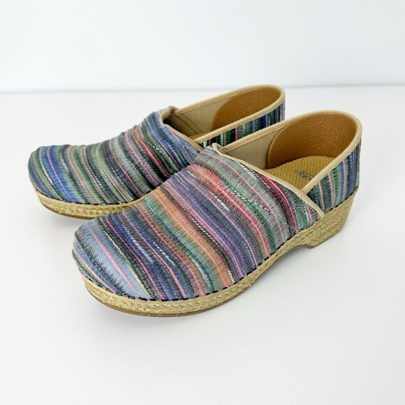 Dansko Jute Pro Stripe Woven Clogs Vegan - Picture 1 of 8